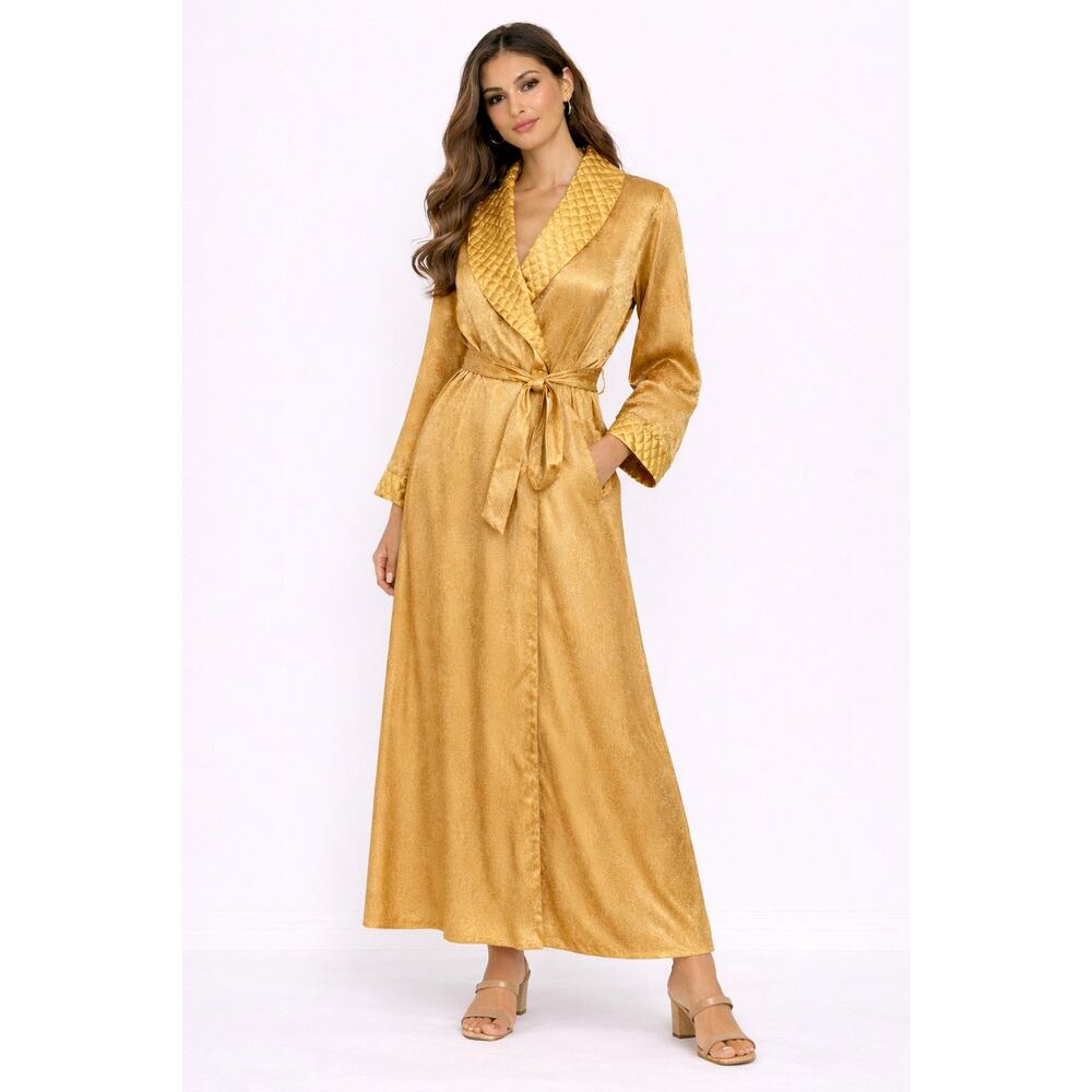 Vintage Victoria’s Secret Gold Paisley Satin Robe – 1990s Medium